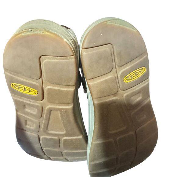 Keen Uneek Sandals Mens US 10 Gray Suede Walking Hiking Woven Bungee White Logo - Picture 14 of 16